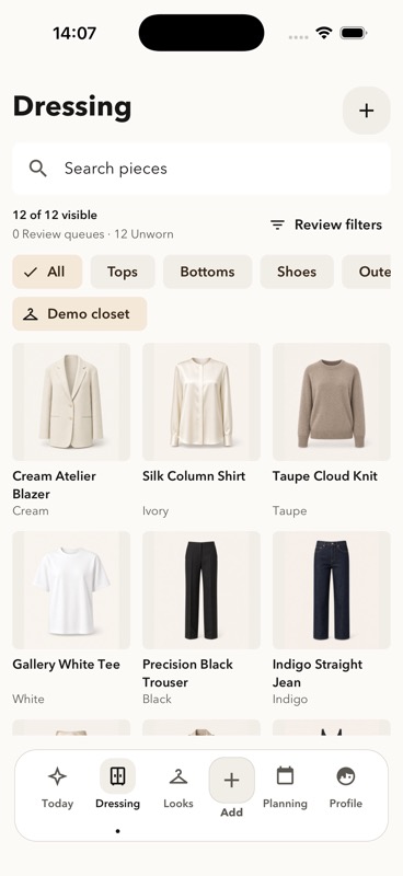 DressGenius wardrobe catalogue