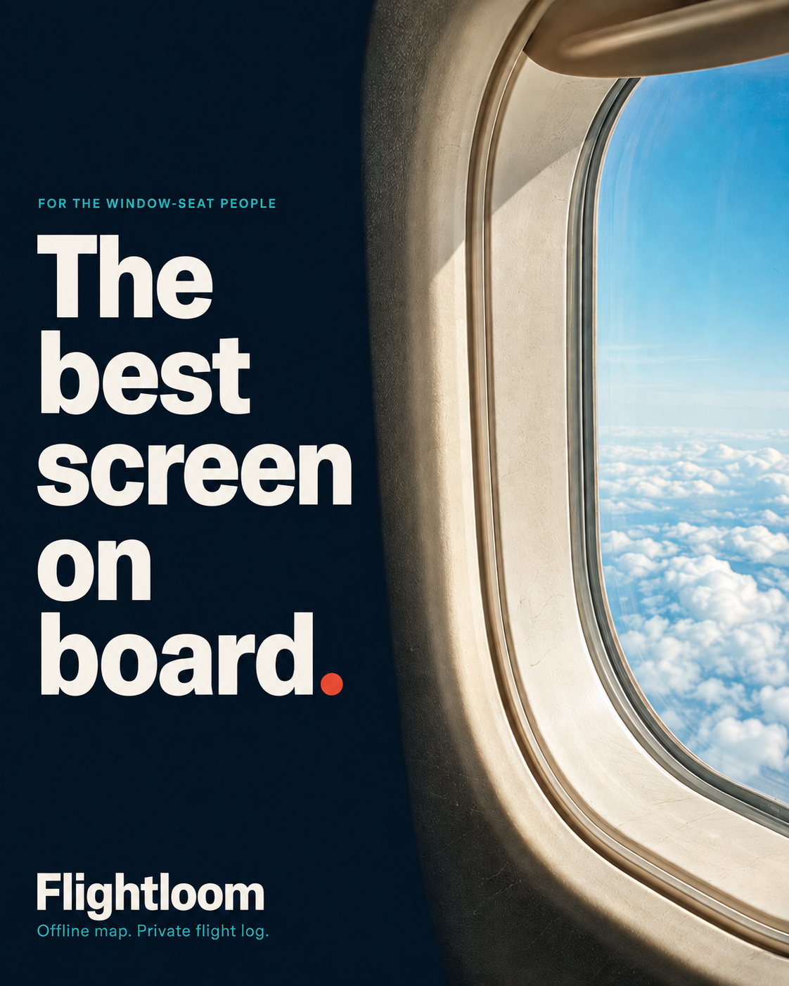 Flightloom poster declaring that the best screen on the plane is the window