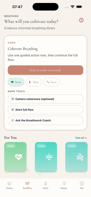 PulseWave breathing protocol library list view