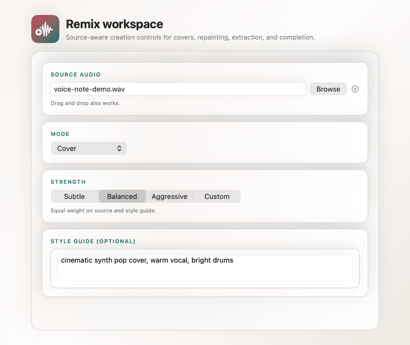 SongForge remix workspace
