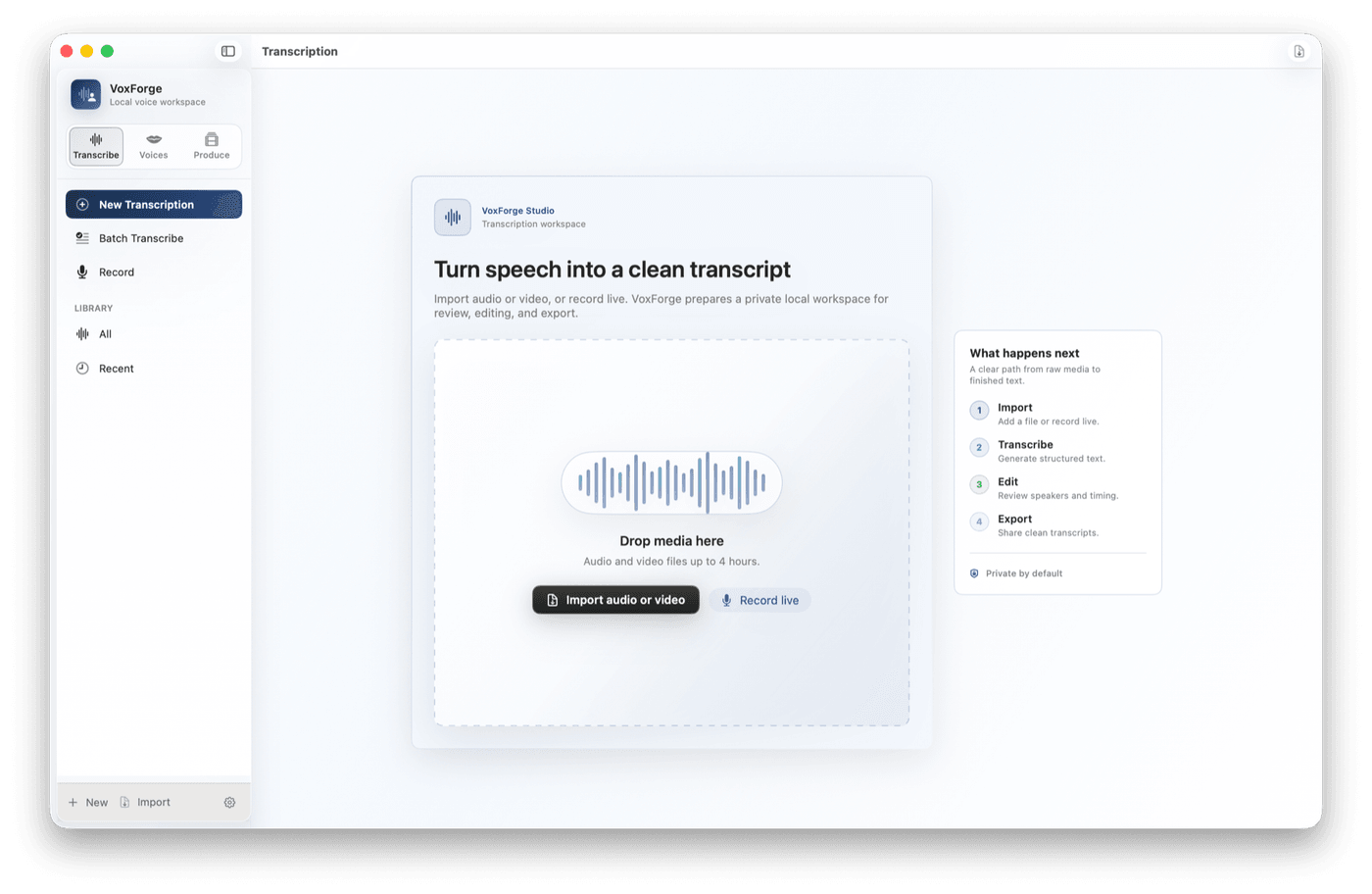 VoxForge waveform-synchronised transcript editor